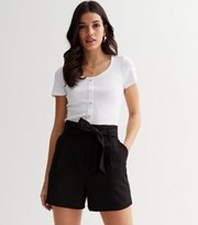 New Look Black Belted High Waist Shorts